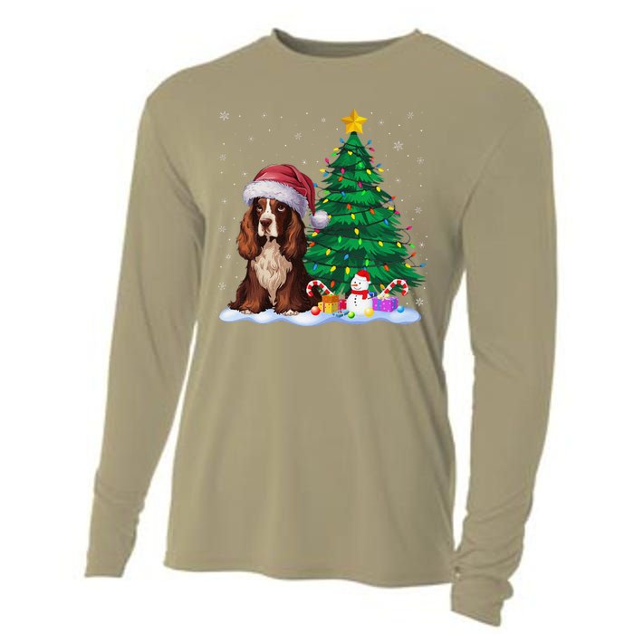 Boykin Spaniel Dog Xmas Tree Lights Reindeer Hat Christmas Cooling Performance Long Sleeve Crew