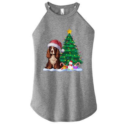 Boykin Spaniel Dog Xmas Tree Lights Reindeer Hat Christmas Women's Perfect Tri Rocker Tank