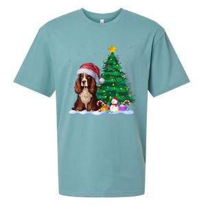 Boykin Spaniel Dog Xmas Tree Lights Reindeer Hat Christmas Sueded Cloud Jersey T-Shirt