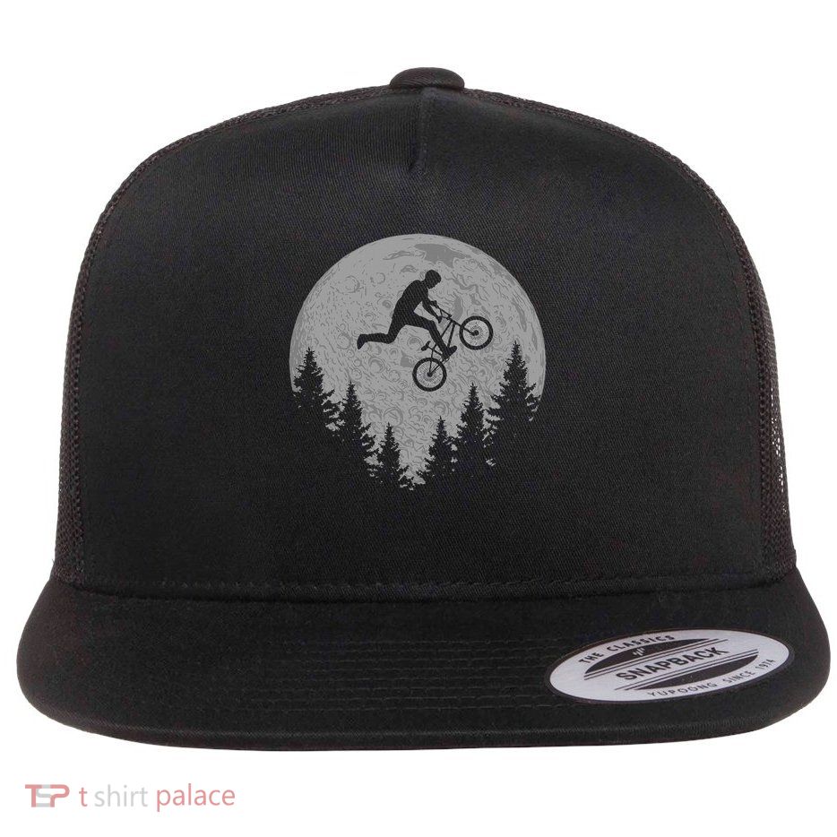 Bmx Stunt Dirt Bike Moon Freestyle Rider Gift Flat Bill Trucker Hat
