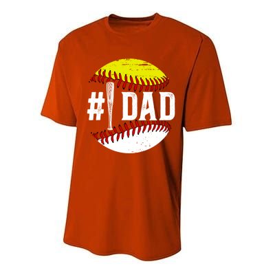 Baseball Softball Dad Best Softball Baseball Dad Funny Gift Performance Sprint T-Shirt