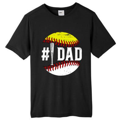 Baseball Softball Dad Best Softball Baseball Dad Funny Gift Tall Fusion ChromaSoft Performance T-Shirt