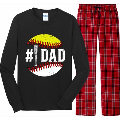 Baseball Softball Dad Best Softball Baseball Dad Funny Gift Long Sleeve Pajama Set