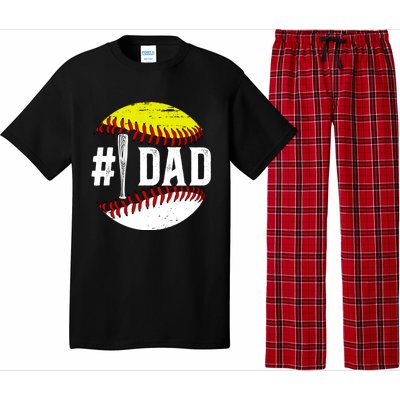 Baseball Softball Dad Best Softball Baseball Dad Funny Gift Pajama Set