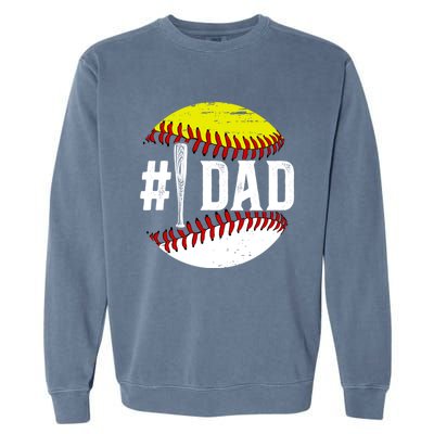 Baseball Softball Dad Best Softball Baseball Dad Funny Gift Garment-Dyed Sweatshirt