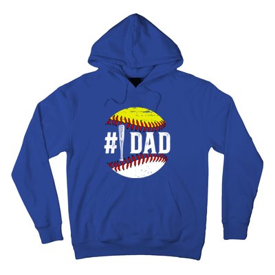 Baseball Softball Dad Best Softball Baseball Dad Funny Gift Hoodie