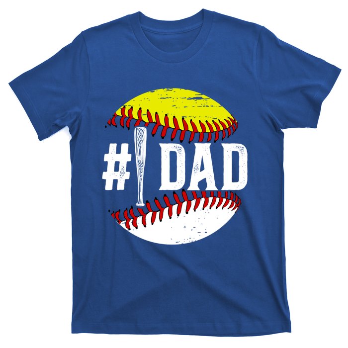 Baseball Softball Dad Best Softball Baseball Dad Funny Gift T-Shirt