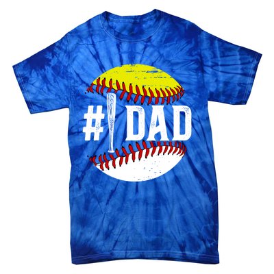 Baseball Softball Dad Best Softball Baseball Dad Funny Gift Tie-Dye T-Shirt