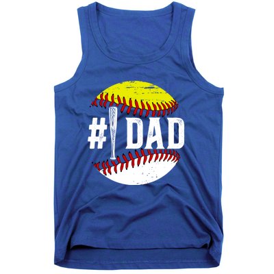 Baseball Softball Dad Best Softball Baseball Dad Funny Gift Tank Top