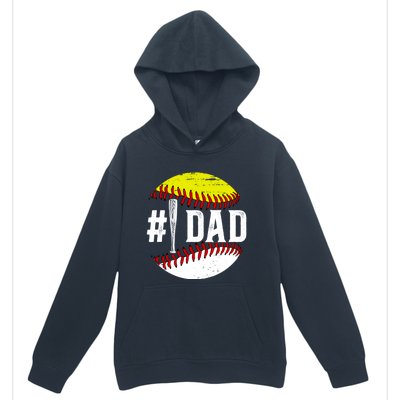 Baseball Softball Dad Best Softball Baseball Dad Funny Gift Urban Pullover Hoodie