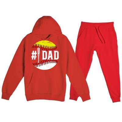 Baseball Softball Dad Best Softball Baseball Dad Funny Gift Premium Hooded Sweatsuit Set