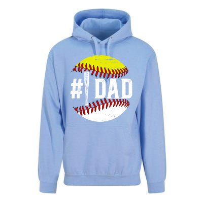 Baseball Softball Dad Best Softball Baseball Dad Funny Gift Unisex Surf Hoodie