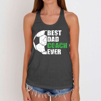 Best Soccer Dad Coach Ever Retro Father Soccer Coach Dad Women's Knotted Racerback Tank