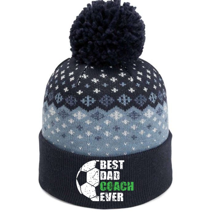 Best Soccer Dad Coach Ever Retro Father Soccer Coach Dad The Baniff Cuffed Pom Beanie