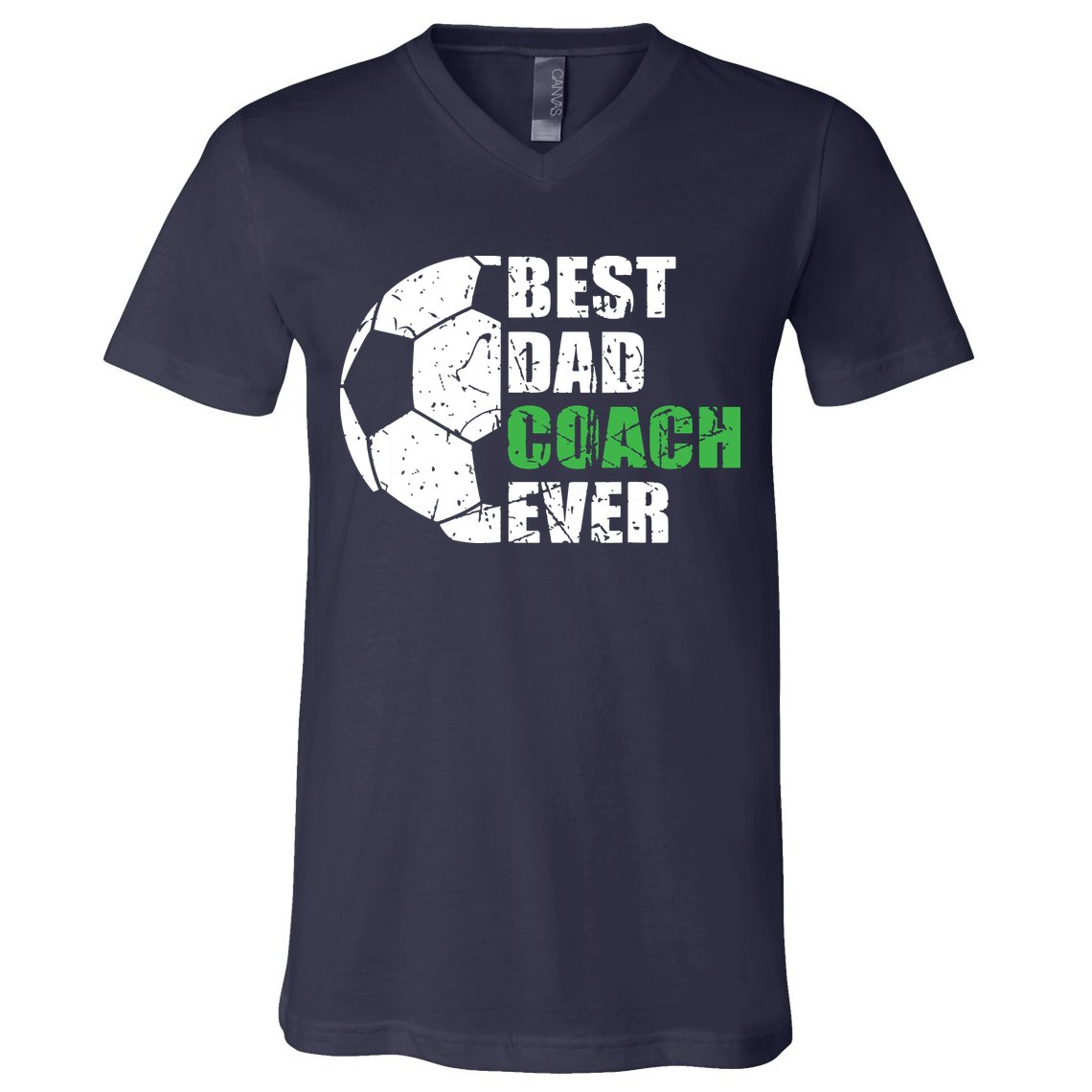 Best Soccer Dad Coach Ever Retro Father Soccer Coach Dad V-Neck T-Shirt