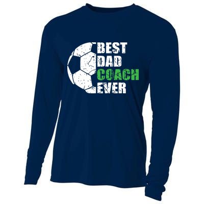 Best Soccer Dad Coach Ever Retro Father Soccer Coach Dad Cooling Performance Long Sleeve Crew