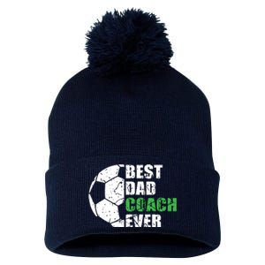 Best Soccer Dad Coach Ever Retro Father Soccer Coach Dad Pom Pom 12in Knit Beanie