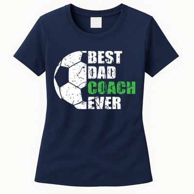 Best Soccer Dad Coach Ever Retro Father Soccer Coach Dad Womens T-Shirt