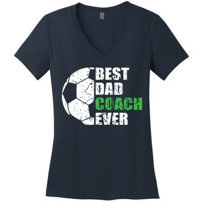 Best Soccer Dad Coach Ever Retro Father Soccer Coach Dad Women's V-Neck T-Shirt