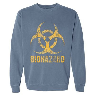 Biohazard Symbol Distressed Weathered Look Halloween Fun Garment-Dyed Sweatshirt