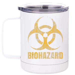 Biohazard Symbol Distressed Weathered Look Halloween Fun 12 oz Stainless Steel Tumbler Cup