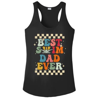 Best Swim Dad Ever Retro Groovy Gift Swimming Dad Gift Ladies PosiCharge Competitor Racerback Tank