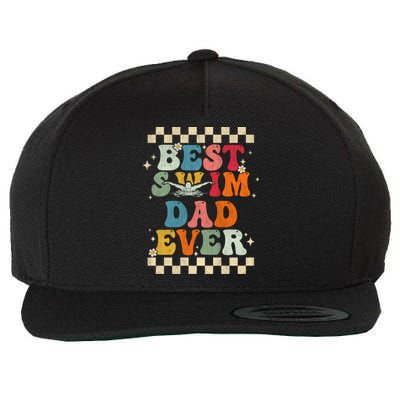 Best Swim Dad Ever Retro Groovy Gift Swimming Dad Gift Wool Snapback Cap