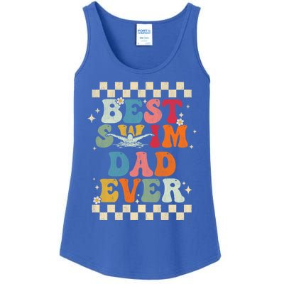 Best Swim Dad Ever Retro Groovy Gift Swimming Dad Gift Ladies Essential Tank