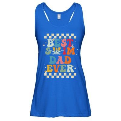 Best Swim Dad Ever Retro Groovy Gift Swimming Dad Gift Ladies Essential Flowy Tank