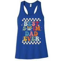 Best Swim Dad Ever Retro Groovy Gift Swimming Dad Gift Women's Racerback Tank