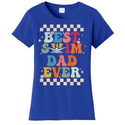 Best Swim Dad Ever Retro Groovy Gift Swimming Dad Gift Women's T-Shirt