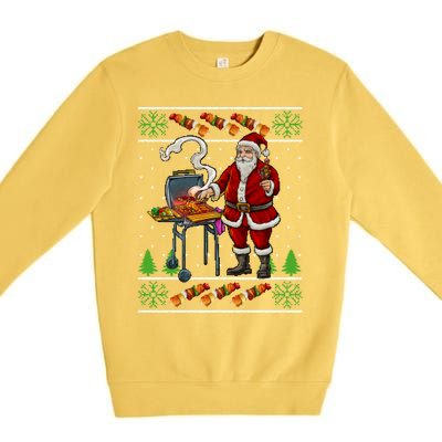 Bbq Santa Dad Gift Kebobs Grill Food Ugly Christmas Premium Crewneck Sweatshirt