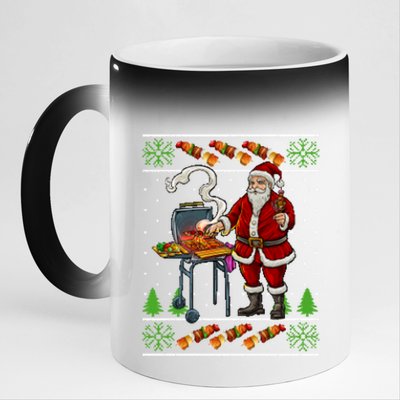 Bbq Santa Dad Gift Kebobs Grill Food Ugly Christmas 11oz Black Color Changing Mug