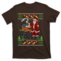 Bbq Santa Dad Gift Kebobs Grill Food Ugly Christmas T-Shirt