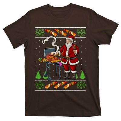 Bbq Santa Dad Gift Kebobs Grill Food Ugly Christmas T-Shirt