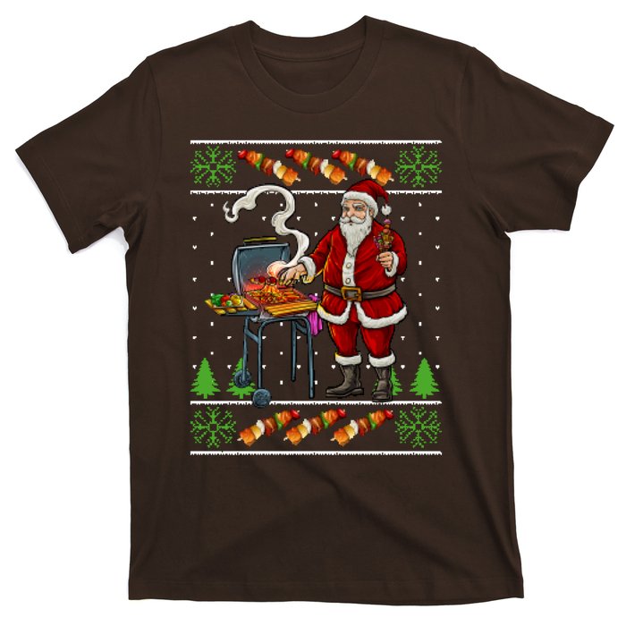 Bbq Santa Dad Gift Kebobs Grill Food Ugly Christmas T-Shirt