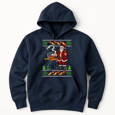 Bbq Santa Dad Gift Kebobs Grill Food Ugly Christmas Hoodie