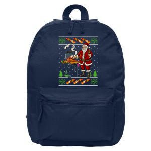 Bbq Santa Dad Gift Kebobs Grill Food Ugly Christmas 16 in Basic Backpack