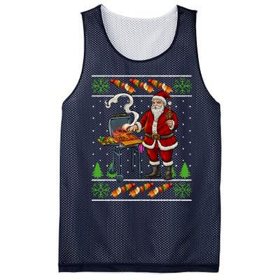 Bbq Santa Dad Gift Kebobs Grill Food Ugly Christmas Mesh Reversible Basketball Jersey Tank