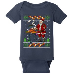 Bbq Santa Dad Gift Kebobs Grill Food Ugly Christmas Baby Bodysuit