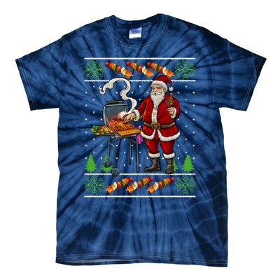 Bbq Santa Dad Gift Kebobs Grill Food Ugly Christmas Tie-Dye T-Shirt