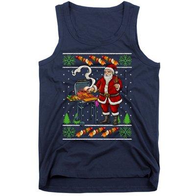 Bbq Santa Dad Gift Kebobs Grill Food Ugly Christmas Tank Top