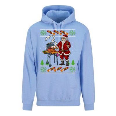 Bbq Santa Dad Gift Kebobs Grill Food Ugly Christmas Unisex Surf Hoodie