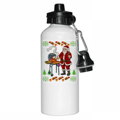 Bbq Santa Dad Gift Kebobs Grill Food Ugly Christmas Aluminum Water Bottle