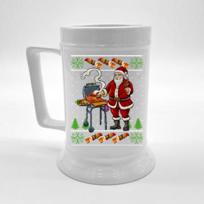 Bbq Santa Dad Gift Kebobs Grill Food Ugly Christmas Beer Stein