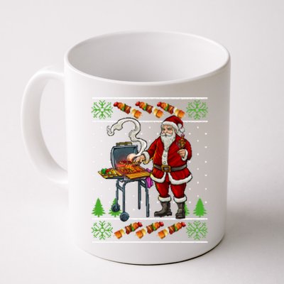 Bbq Santa Dad Gift Kebobs Grill Food Ugly Christmas Coffee Mug