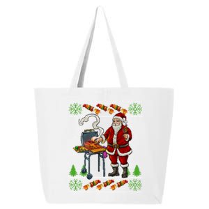 Bbq Santa Dad Gift Kebobs Grill Food Ugly Christmas 25L Jumbo Tote