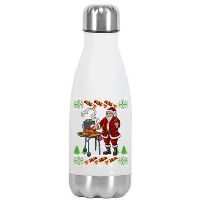 Bbq Santa Dad Gift Kebobs Grill Food Ugly Christmas Stainless Steel Insulated Water Bottle