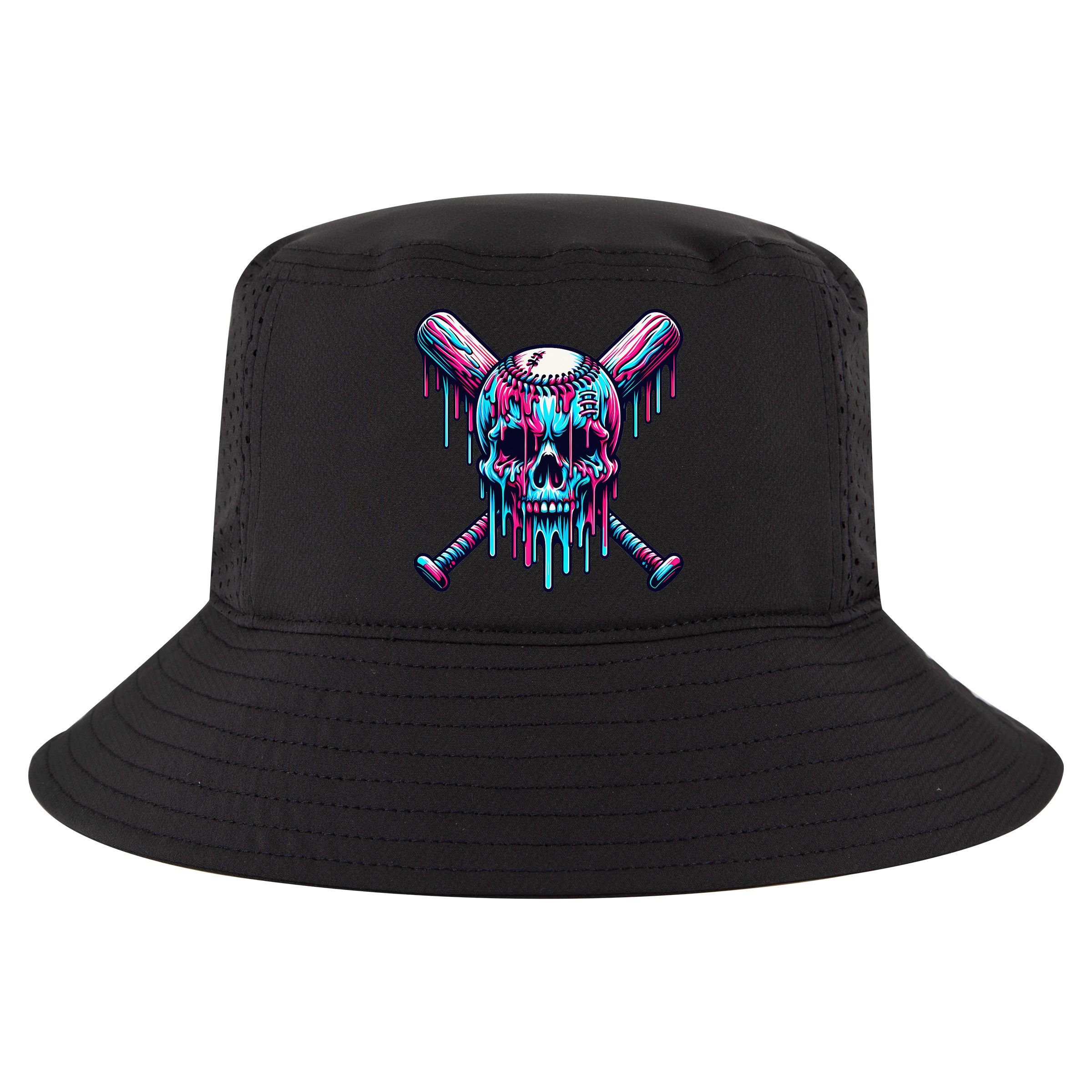 Baseball Skull Drip Baseball Drip Baseball Ice Cream Drip Cool Comfort Performance Bucket Hat
