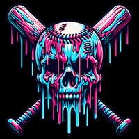 Baseball Skull Drip Baseball Drip Baseball Ice Cream Drip Cooling Performance Crew T-Shirt
